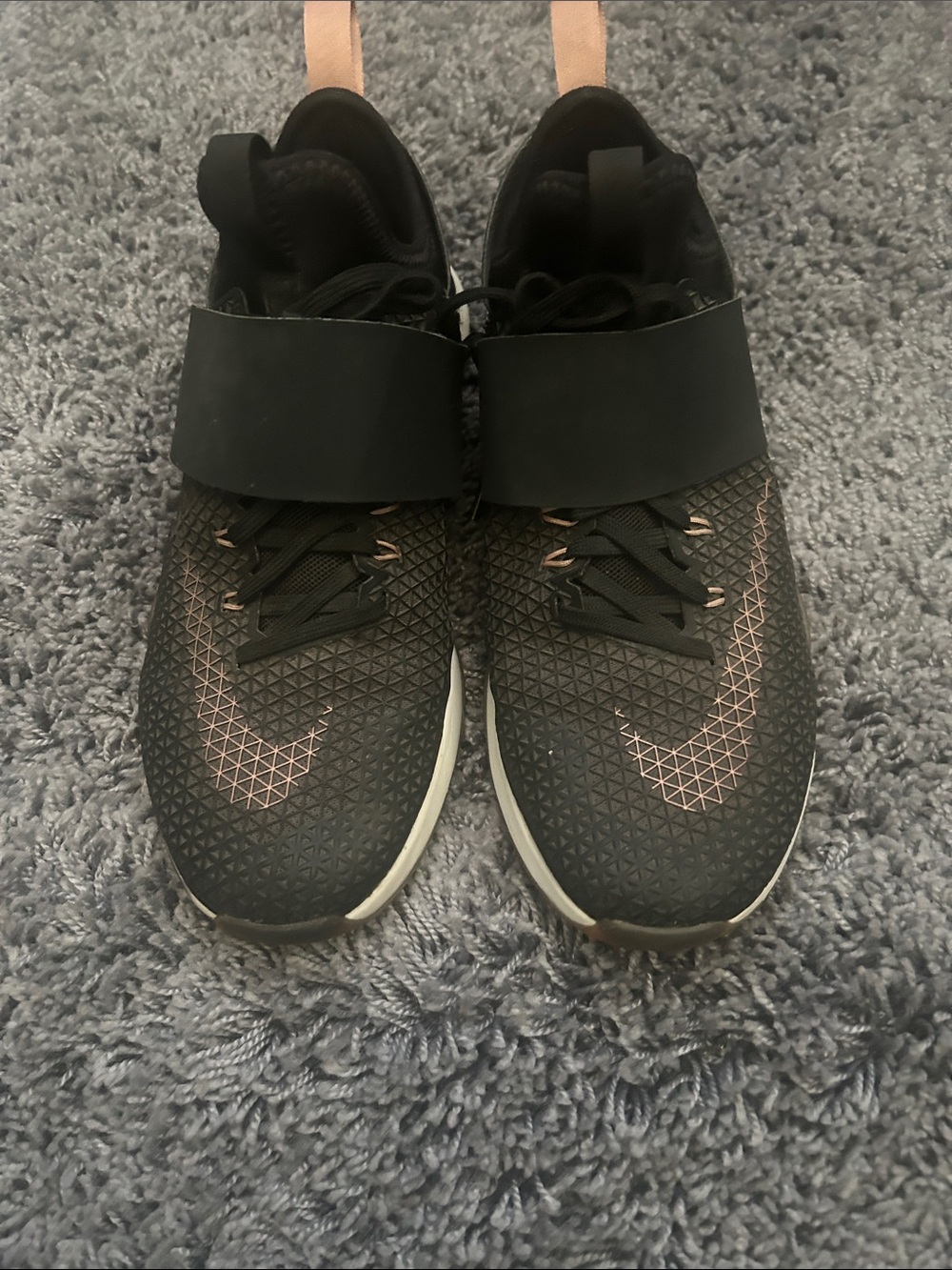Nike Black Trainers with Rose Gold Swoosh Accents